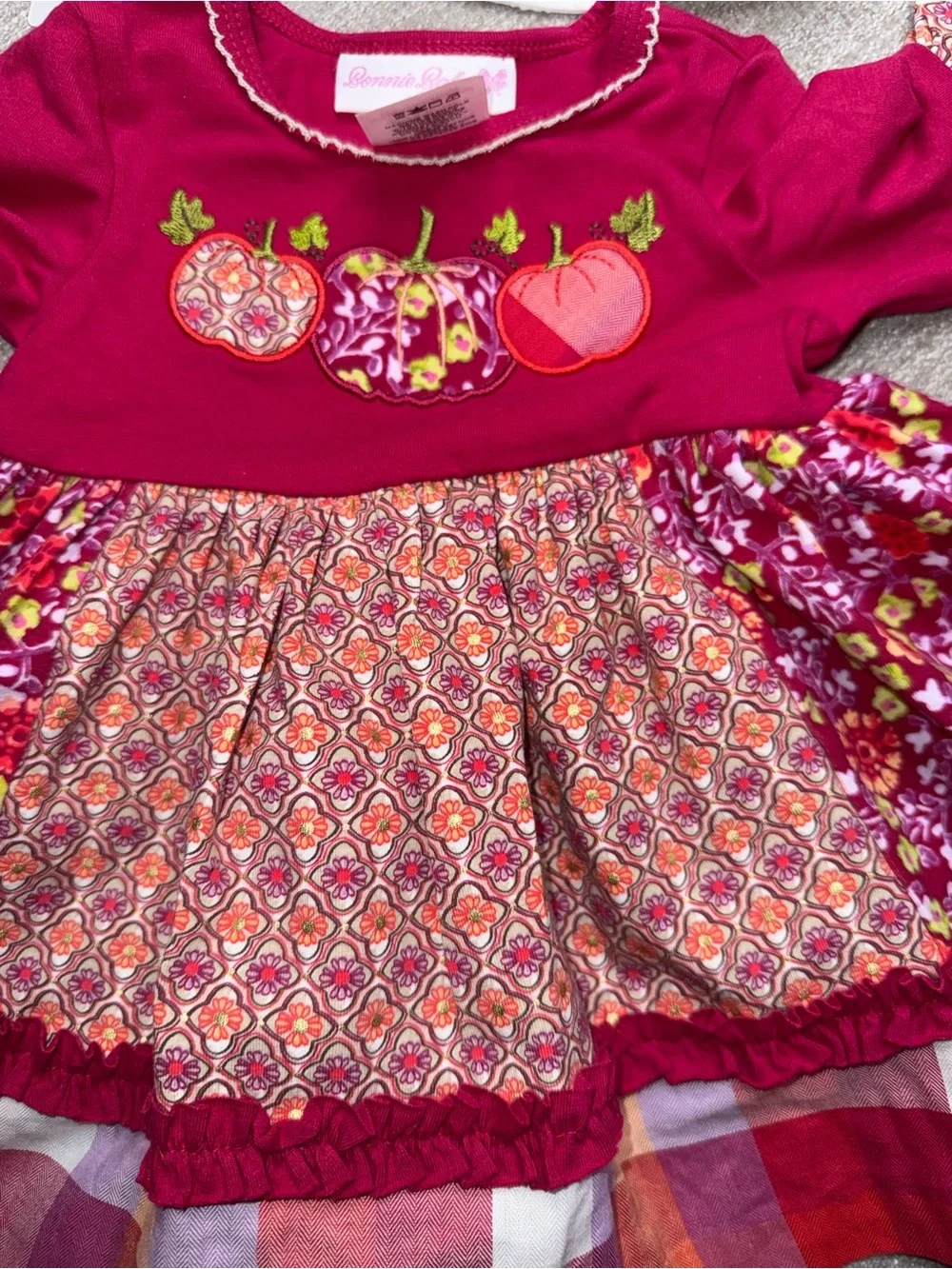 Bonnie Baby Fall Pumpkin Dress 3-6M + Carter’s Hat NWT